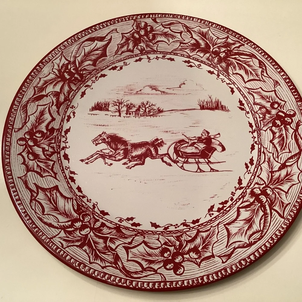 Set of (4) Restoration Hardware Tin Holiday Plates